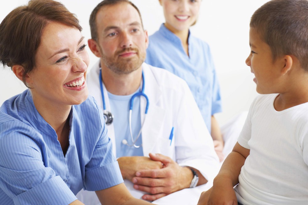 young, boy, patient, hospital, check, up, doctors, happy